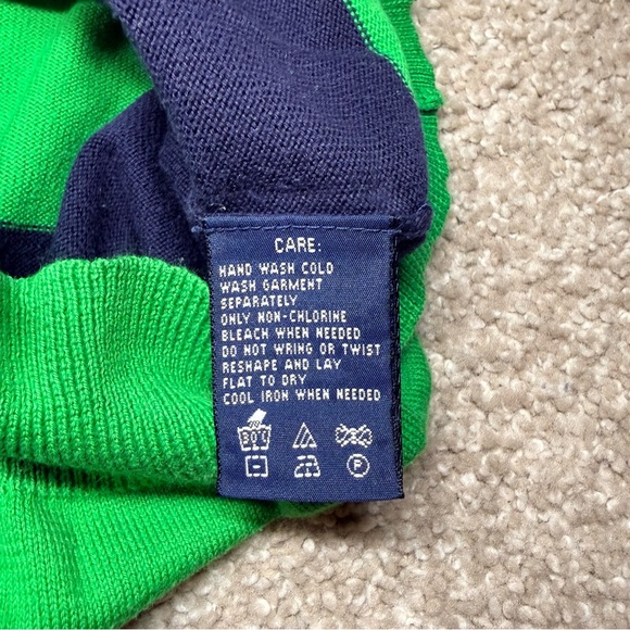 Ralph Lauren Men's Green and Navy Striped Crewneck Sweater - Picture 5 of 7